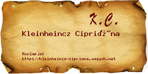 Kleinheincz Cipriána névjegykártya